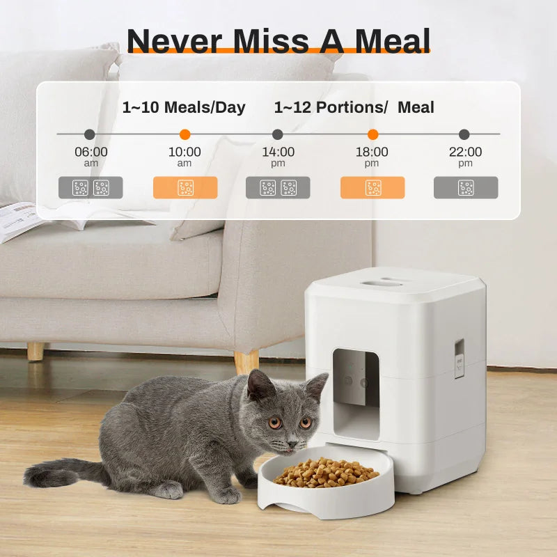 2025 New 2L WiFi Smart Pet Feeder Auto Cat and Dog Food Dispenser Remote App Controlled Slow Feed Timer Quantitative Feeding