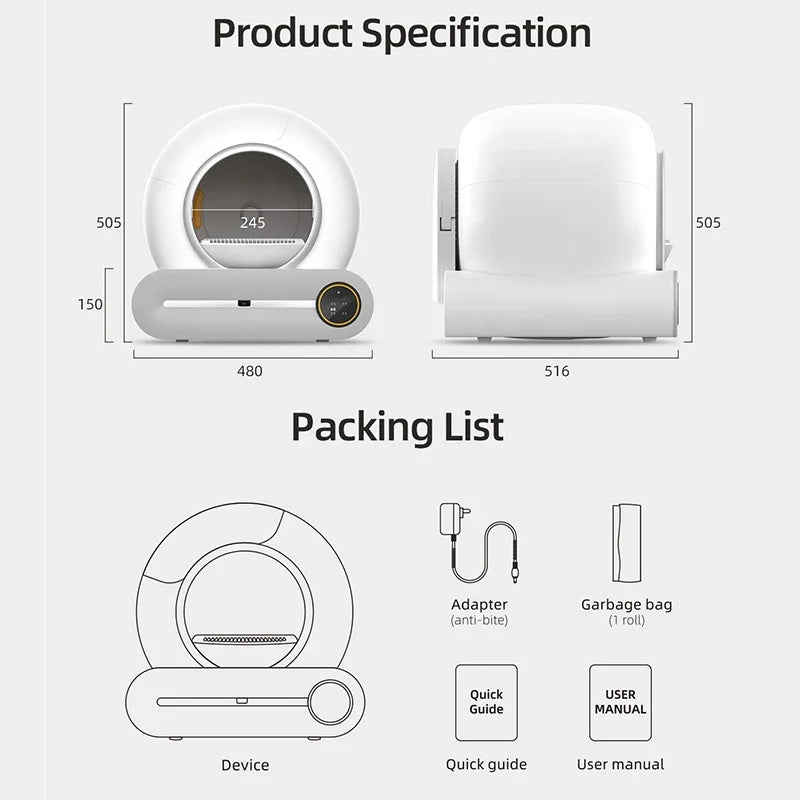 Auto Cat Litter Box Robot Machinery Large Electronic Smart Cat Toilet Closed Disposable Self Cleaning Automatic Litter Box Cat