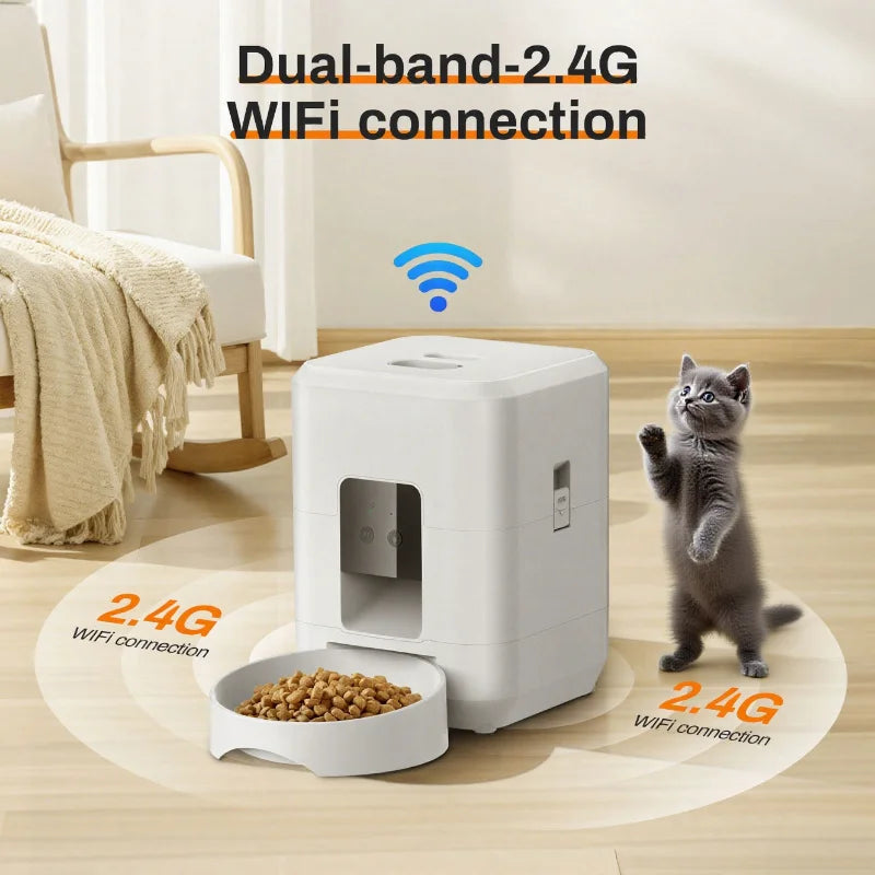 2025 New 2L WiFi Smart Pet Feeder Auto Cat and Dog Food Dispenser Remote App Controlled Slow Feed Timer Quantitative Feeding